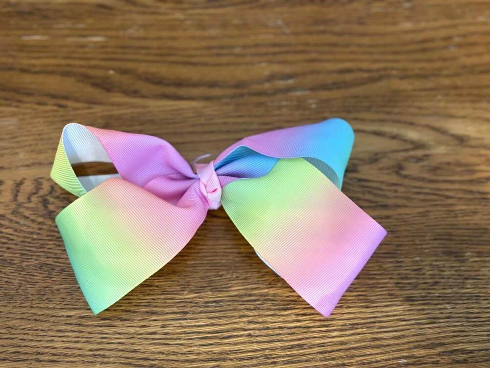 Pastel Rainbow Grosgrain Ribbon Hair Bow with Alligator Clip